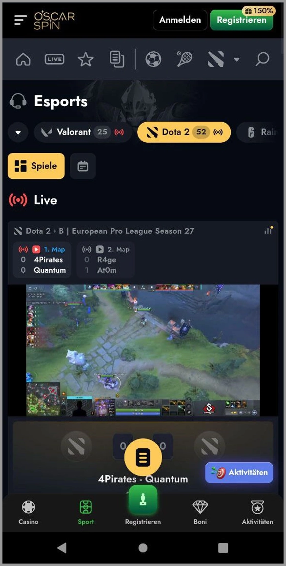 E-Sport-Turniere bei Oscarspin